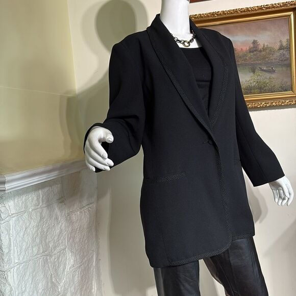 Sarah Johnson Tuxedo Style Black Crepe Blazer Jacket - Picture 3 of 7